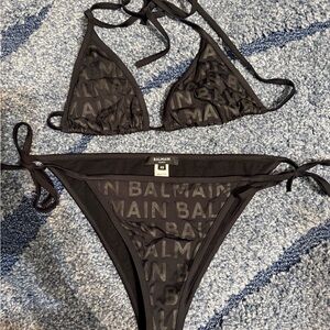 Balmain Black Logo Bikini Set